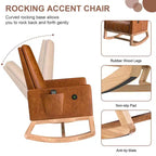 VECELO Fauteuil à bascule moderne avec port USB et poche latérale, fauteuil à bascule rembourré en similicuir pour salon et balcon