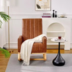 VECELO Fauteuil à bascule moderne avec port USB et poche latérale, fauteuil à bascule rembourré en similicuir pour salon et balcon