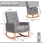 VECELO Fauteuil à bascule moderne avec port USB et poche latérale, fauteuil à bascule rembourré en similicuir pour salon et balcon