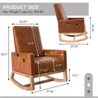 VECELO Fauteuil à bascule moderne avec port USB et poche latérale, fauteuil à bascule rembourré en similicuir pour salon et balcon