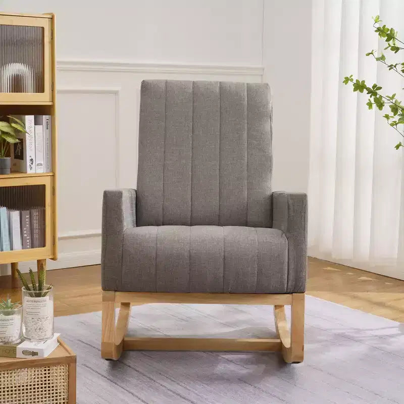 VECELO Fauteuil à bascule moderne avec port USB et poche latérale, fauteuil à bascule rembourré en similicuir pour salon et balcon