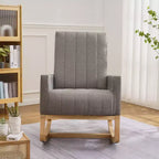 VECELO Fauteuil à bascule moderne avec port USB et poche latérale, fauteuil à bascule rembourré en similicuir pour salon et balcon