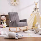 VECELO Fauteuil à bascule moderne avec port USB et poche latérale, fauteuil à bascule rembourré en similicuir pour salon et balcon