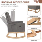 VECELO Fauteuil à bascule moderne avec port USB et poche latérale, fauteuil à bascule rembourré en similicuir pour salon et balcon