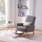 VECELO Fauteuil à bascule moderne avec port USB et poche latérale, fauteuil à bascule rembourré en similicuir pour salon et balcon