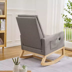VECELO Fauteuil à bascule moderne avec port USB et poche latérale, fauteuil à bascule rembourré en similicuir pour salon et balcon