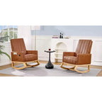 VECELO Fauteuil à bascule moderne avec port USB et poche latérale, fauteuil à bascule rembourré en similicuir pour salon et balcon