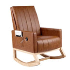 VECELO Modern Glider Rocker Chair with USB Port Armchair & Side Pocket, Faux Leather Upholstered Rocking Chair for Living Room Balcony