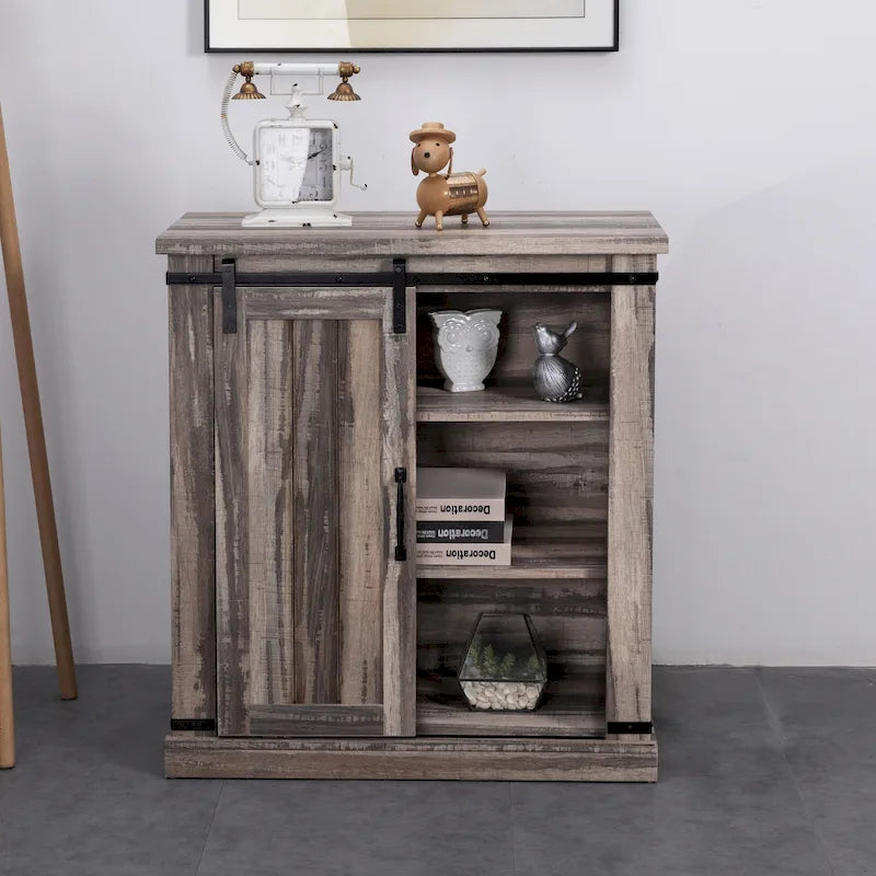 Meuble TV compact de 32 po avec porte de grange, pour téléviseurs jusqu'à 40 po de largeur