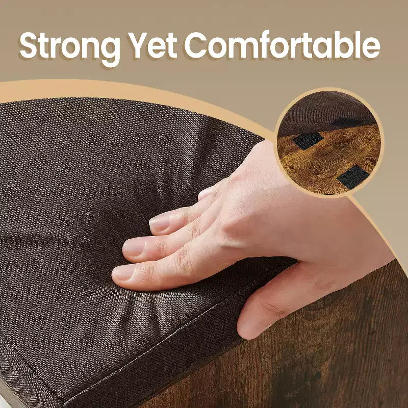 Banc de rangement, Banc d'entrée avec coussin, tiroir et compartiments ouverts, Banc avec rangement, pour salon, chambre, placard