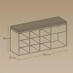 Banc de rangement, Banc d'entrée avec coussin, tiroir et compartiments ouverts, Banc avec rangement, pour salon, chambre, placard