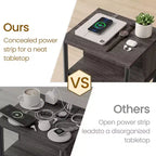 Table d'appoint avec station de recharge intégrée Table de chevet à 3 niveaux avec ports USB et prises de courant pour le salon