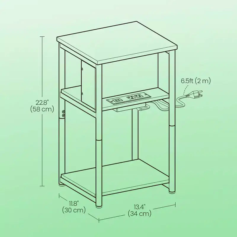 Table d'appoint avec station de recharge intégrée Table de chevet à 3 niveaux avec ports USB et prises de courant pour le salon