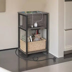 Table d'appoint avec station de recharge intégrée Table de chevet à 3 niveaux avec ports USB et prises de courant pour le salon