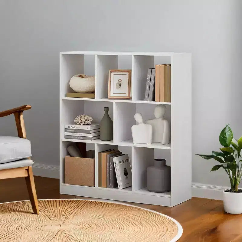 Bibliothèque Cubes, Meuble de Rangement Autonome avec 8 Compartiments Ouverts