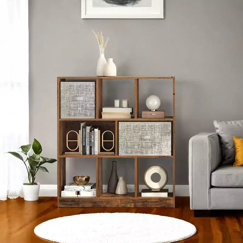 Bibliothèque Cubes, Meuble de Rangement Autonome avec 8 Compartiments Ouverts