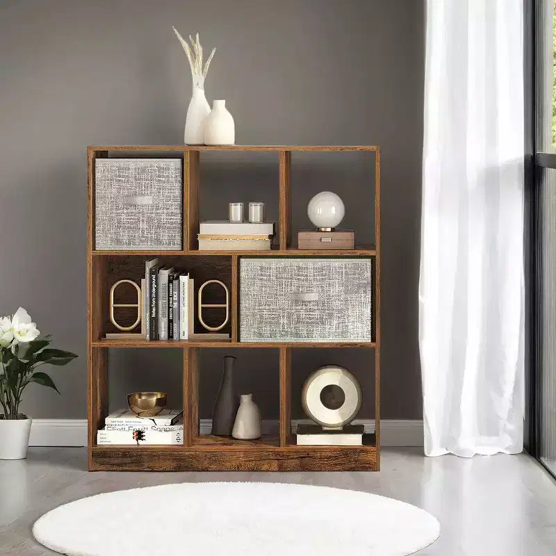 Bibliothèque Cubes, Meuble de Rangement Autonome avec 8 Compartiments Ouverts