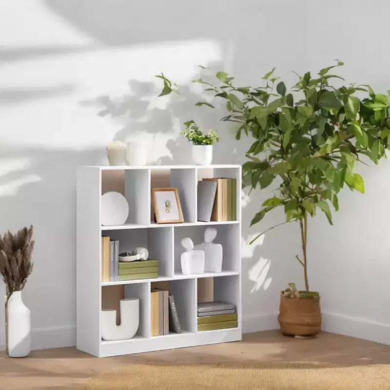 Bibliothèque Cubes, Meuble de Rangement Autonome avec 8 Compartiments Ouverts