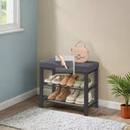 Banc à Chaussures, Banc de Rangement, Banc d'Entrée avec Coussin, Étagère à Chaussures avec Siège, Organiseur de Rangement avec Siège Rembourré en Mousse Lin