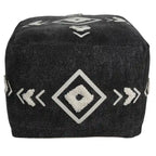 HomeRoots Pouf 18 po en coton noir à 100 %
