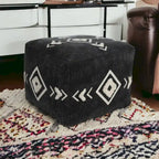 HomeRoots Pouf 18 po en coton noir à 100 %