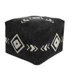 HomeRoots Pouf 18 po en coton noir à 100 %