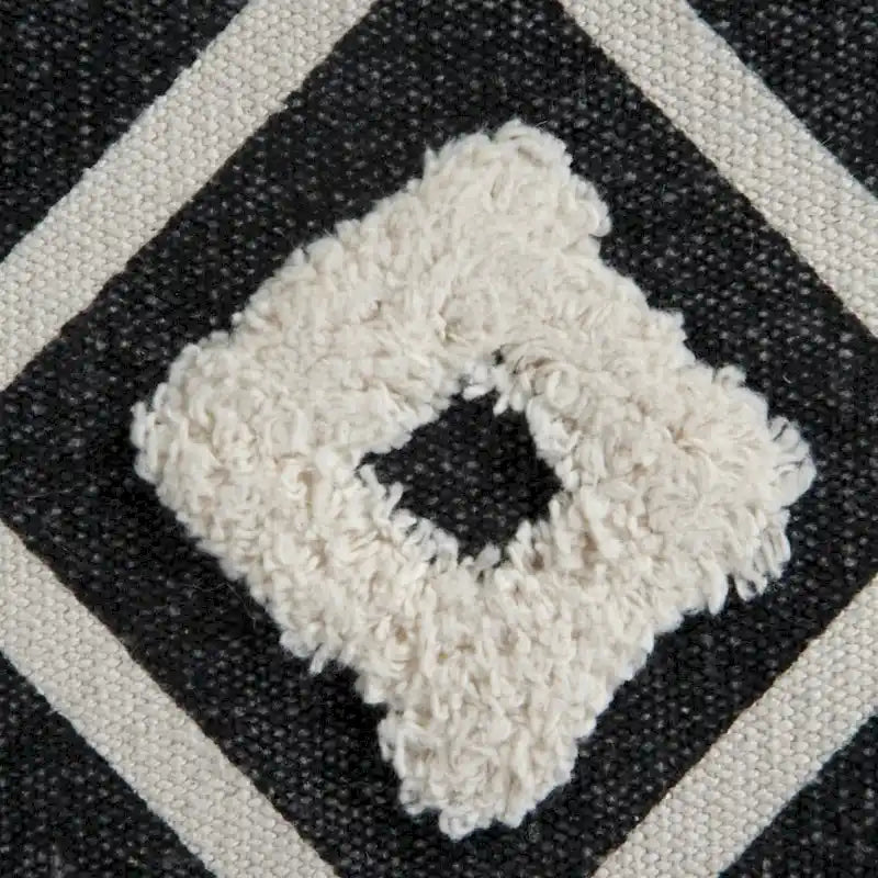 HomeRoots Pouf 18 po en coton noir à 100 %