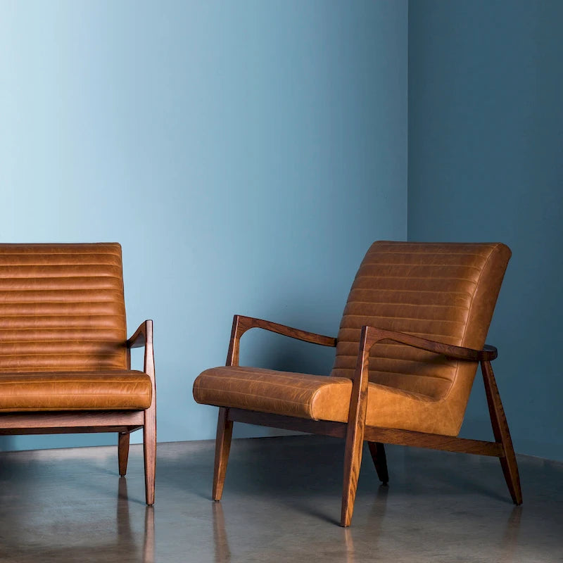 Fauteuil Rowan Poly & Bark - Cuir véritable italien pleine fleur