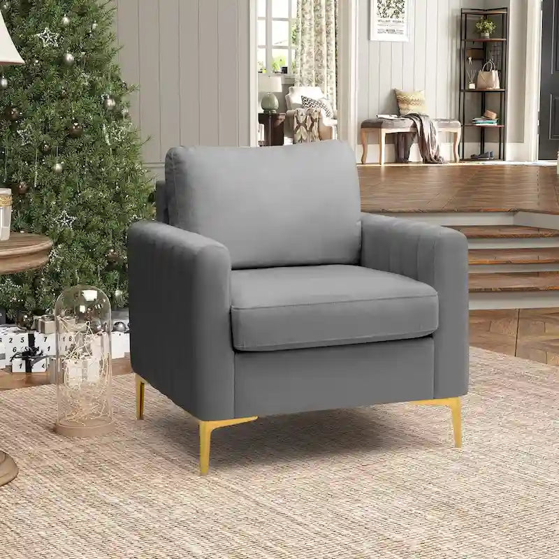 Fauteuil club capitonné - Fauteuil d'appoint en velours - Fauteuil de salon confortable - Voir photo