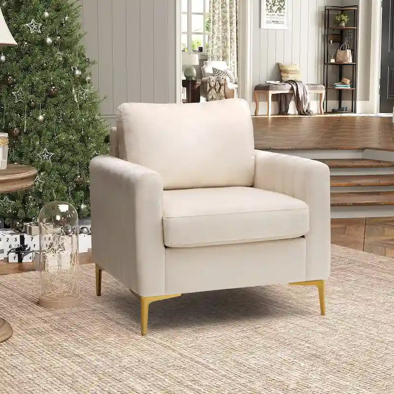Fauteuil club capitonné - Fauteuil d'appoint en velours - Fauteuil de salon confortable - Voir photo