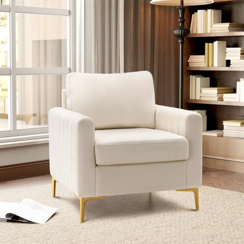 Fauteuil club capitonné - Fauteuil d'appoint en velours - Fauteuil de salon confortable - Voir photo