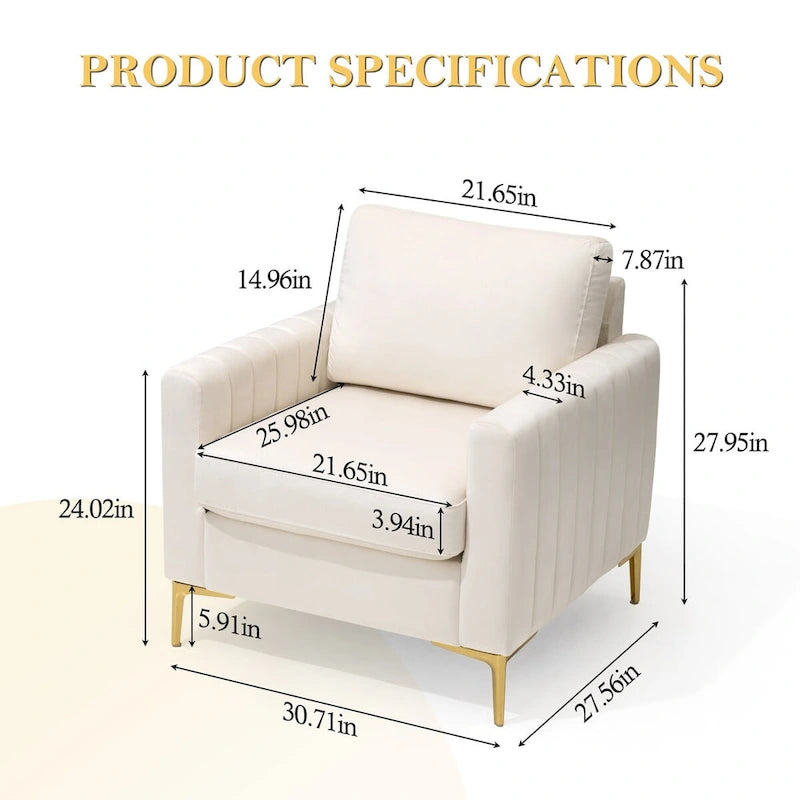 Fauteuil club capitonné - Fauteuil d'appoint en velours - Fauteuil de salon confortable - Voir photo