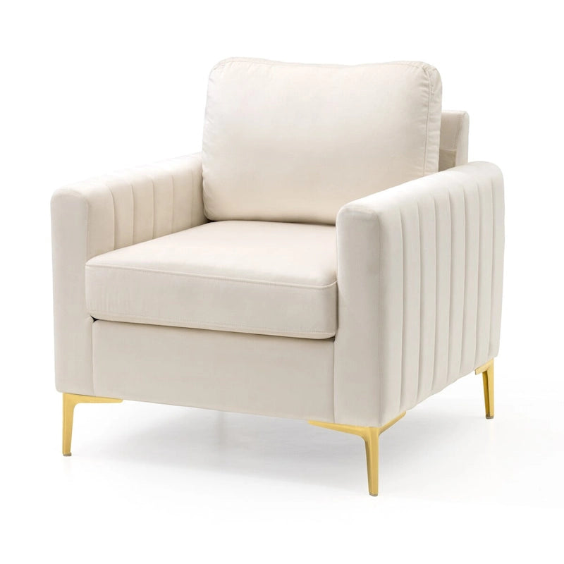 Fauteuil club capitonné - Fauteuil d'appoint en velours - Fauteuil de salon confortable - Voir photo