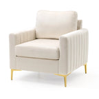 Fauteuil club capitonné - Fauteuil d'appoint en velours - Fauteuil de salon confortable - Voir photo