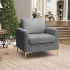 Fauteuil club capitonné - Fauteuil d'appoint en velours - Fauteuil de salon confortable - Voir photo