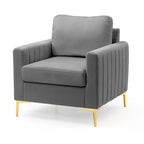 Fauteuil club capitonné - Fauteuil d'appoint en velours - Fauteuil de salon confortable - Voir photo