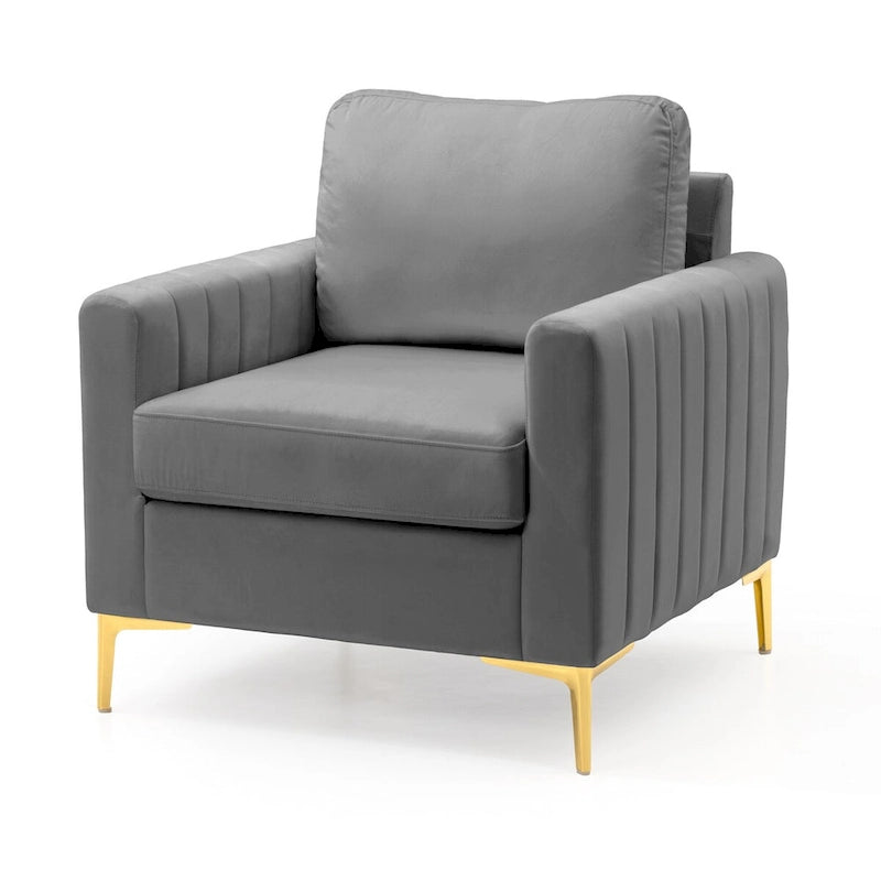 Fauteuil club capitonné - Fauteuil d'appoint en velours - Fauteuil de salon confortable - Voir photo