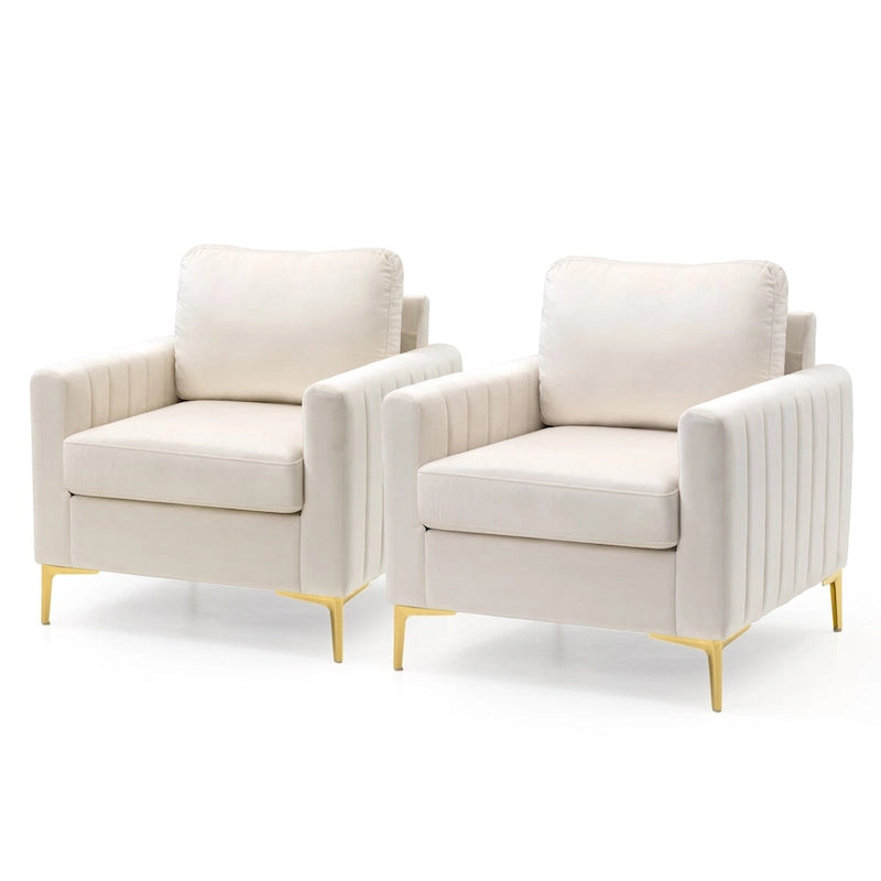 Fauteuil club capitonné - Fauteuil d'appoint en velours - Fauteuil de salon confortable - Voir photo