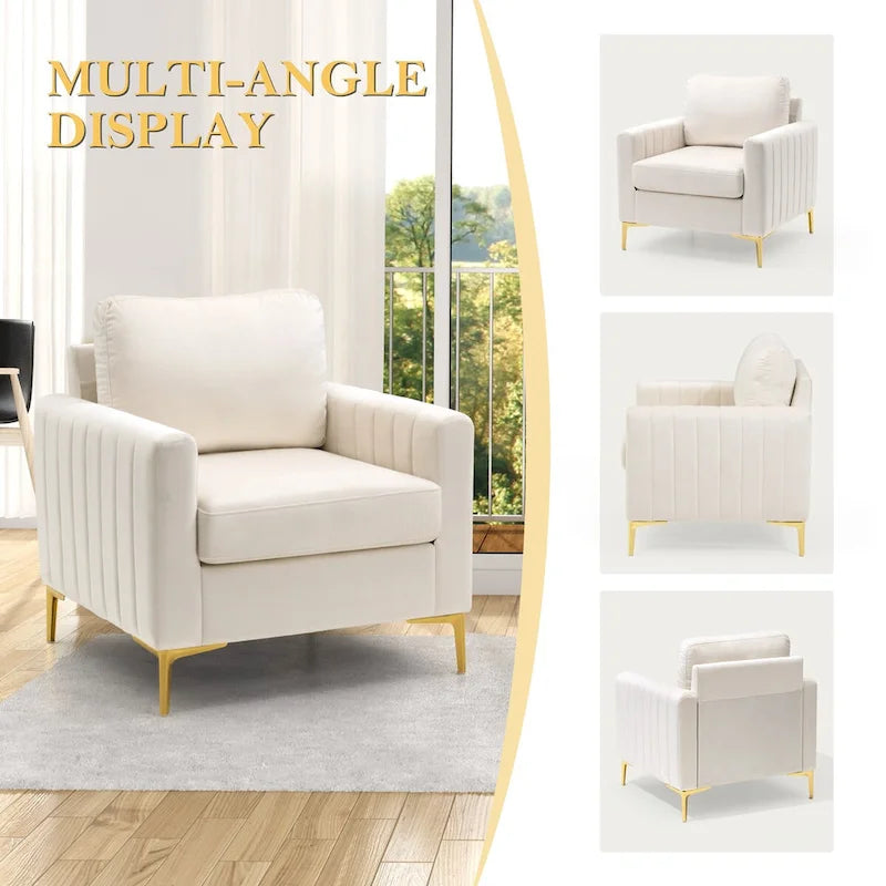 Fauteuil club capitonné - Fauteuil d'appoint en velours - Fauteuil de salon confortable - Voir photo