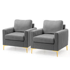 Fauteuil club capitonné - Fauteuil d'appoint en velours - Fauteuil de salon confortable - Voir photo