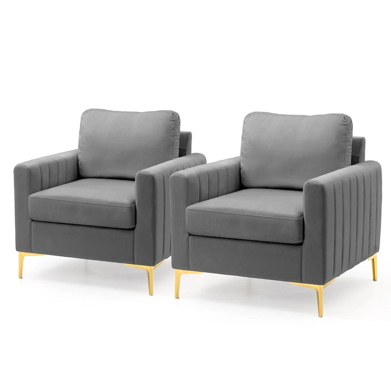Fauteuil club capitonné - Fauteuil d'appoint en velours - Fauteuil de salon confortable - Voir photo