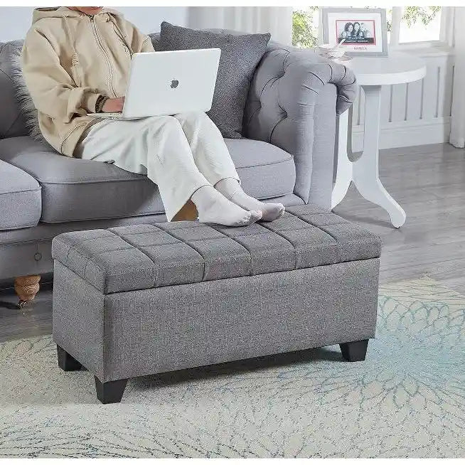 Banc rectangulaire de rangement rembourré, Banc de bout de lit de chambre à coucher