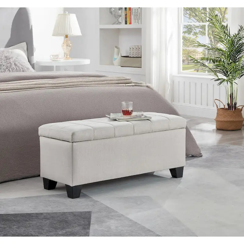 Banc rectangulaire de rangement rembourré, Banc de bout de lit de chambre à coucher
