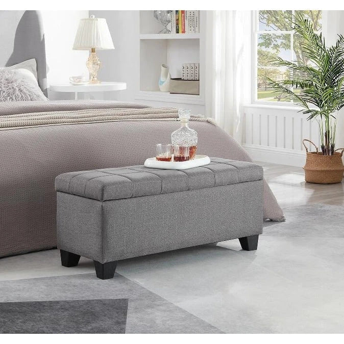 Banc rectangulaire de rangement rembourré, Banc de bout de lit de chambre à coucher