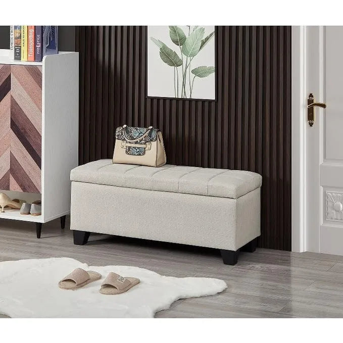 Banc rectangulaire de rangement rembourré, Banc de bout de lit de chambre à coucher