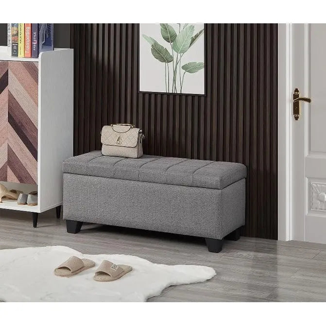 Banc rectangulaire de rangement rembourré, Banc de bout de lit de chambre à coucher