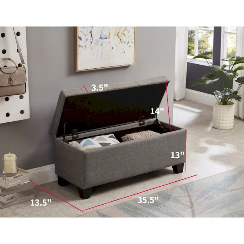 Banc rectangulaire de rangement rembourré, Banc de bout de lit de chambre à coucher