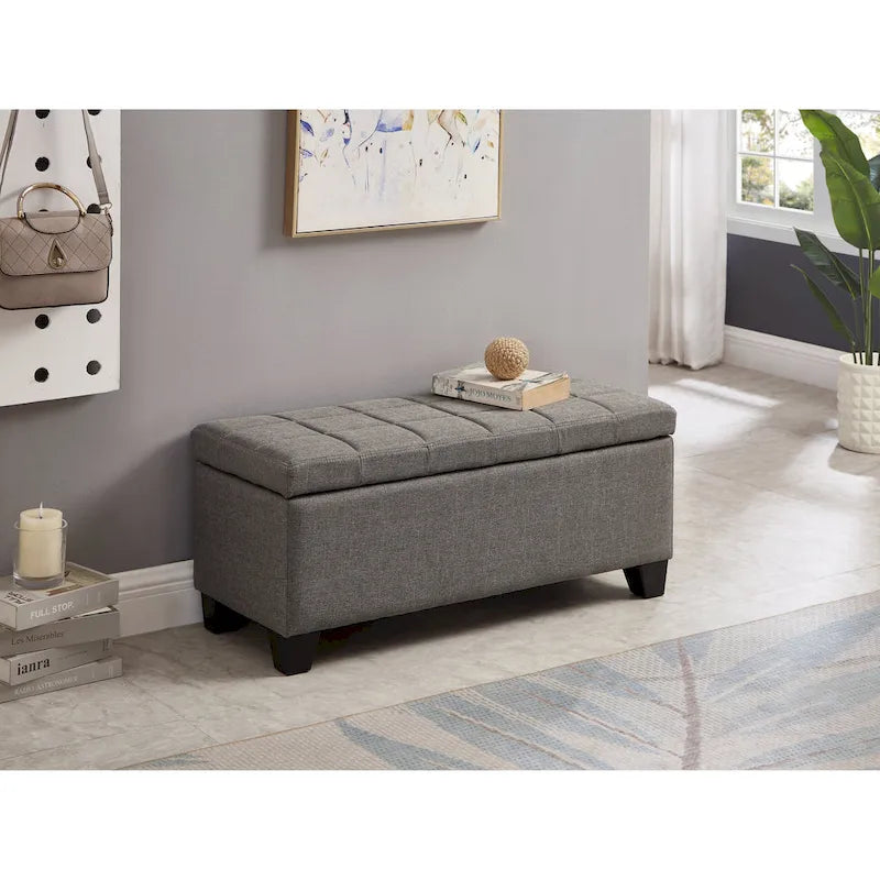 Banc rectangulaire de rangement rembourré, Banc de bout de lit de chambre à coucher