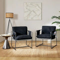 Fauteuil moderne en métal Rebeca avec poches de rangement (lot de 2) par HULALA HOME