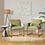 Fauteuil moderne en métal Rebeca avec poches de rangement (lot de 2) par HULALA HOME